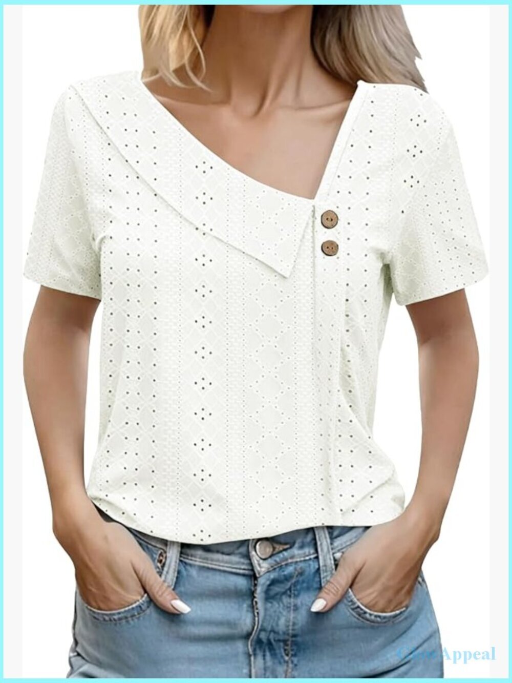 Women's Mesh See Through Lace Knit Top Asymmetrical T-Shirt Summer